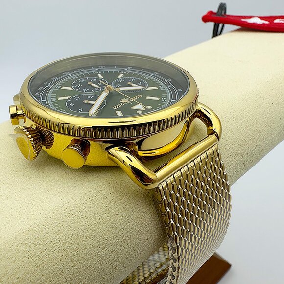 Invicta Chase Durer Flight Aviator 44MM Gold-Tone Case Green Dial Chrono Watch - Picture 5 of 8